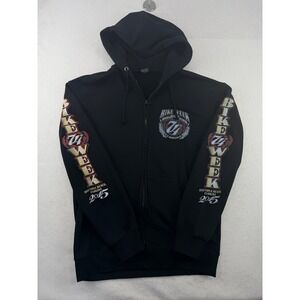 Daytona Beach Bike Week 2015 74th Anniversary Full Zip Hoodie Black Size M